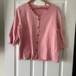 Elegant Pink Scalloped Cardigan
